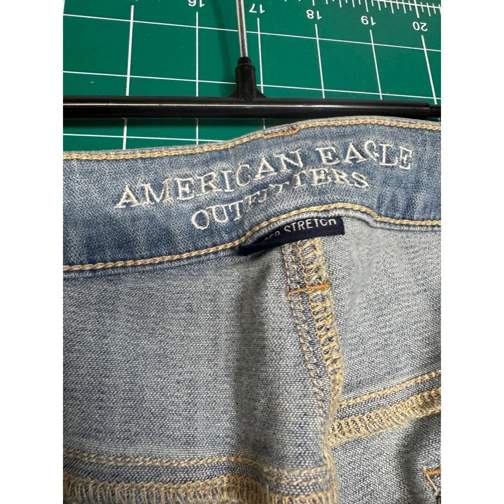 American Eagle Hi-Rise Jegging 14 Long Distressed Ripped Jeans Super Stretch